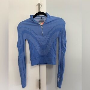 NWT Free People Movement. Blue Quarter-Zip Pullover. Size small.